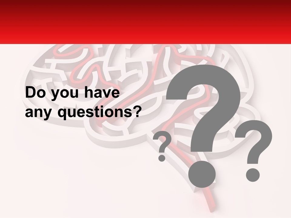 A Red And White Brain With A Red Banner PowerPoint Template