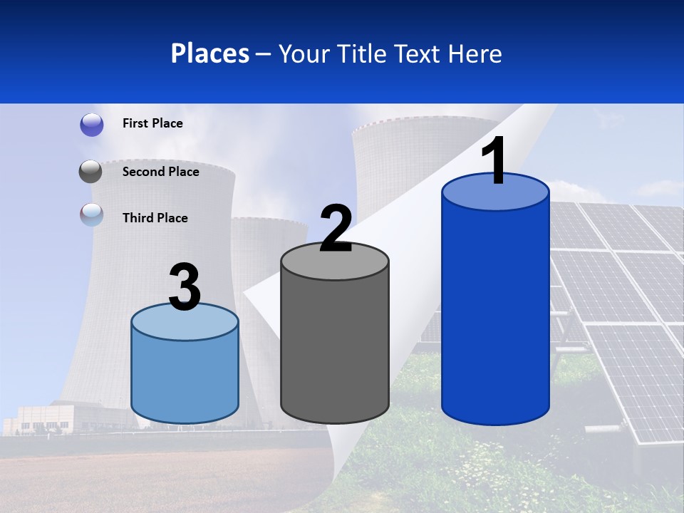 A Power Plant With Solar Panels In The Foreground PowerPoint Template