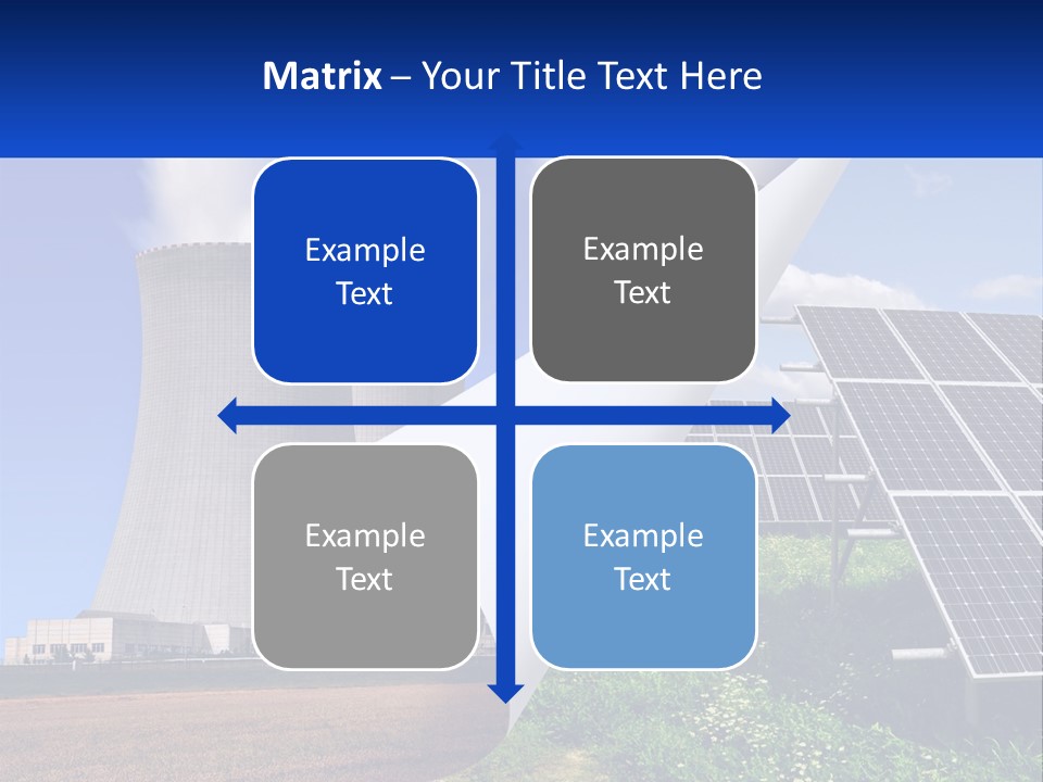A Power Plant With Solar Panels In The Foreground PowerPoint Template