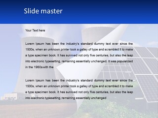 A Power Plant With Solar Panels In The Foreground PowerPoint Template