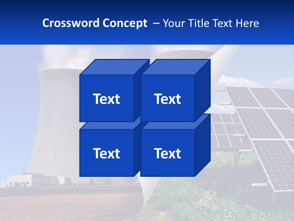 A Power Plant With Solar Panels In The Foreground PowerPoint Template
