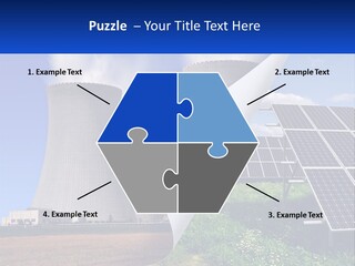 A Power Plant With Solar Panels In The Foreground PowerPoint Template