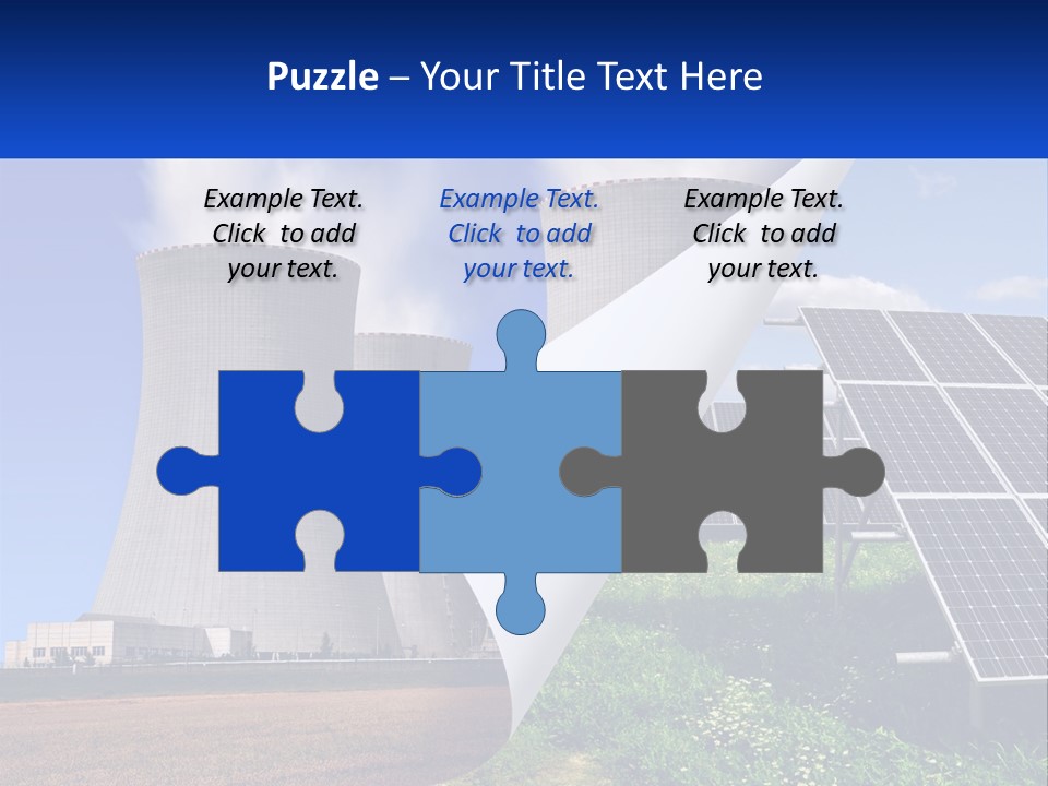 A Power Plant With Solar Panels In The Foreground PowerPoint Template