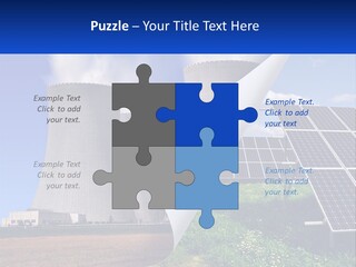 A Power Plant With Solar Panels In The Foreground PowerPoint Template