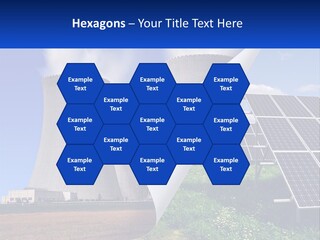 A Power Plant With Solar Panels In The Foreground PowerPoint Template