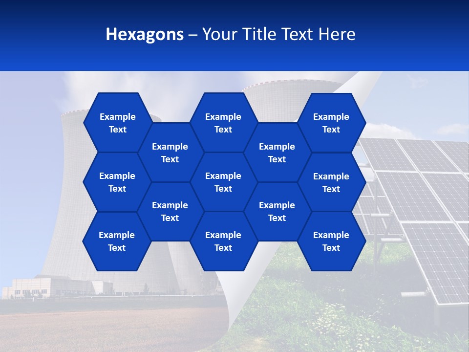 A Power Plant With Solar Panels In The Foreground PowerPoint Template