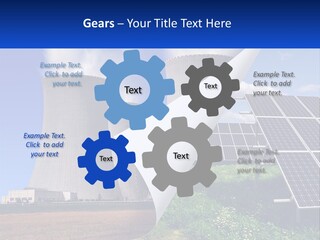 A Power Plant With Solar Panels In The Foreground PowerPoint Template
