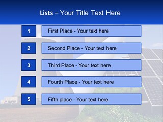 A Power Plant With Solar Panels In The Foreground PowerPoint Template