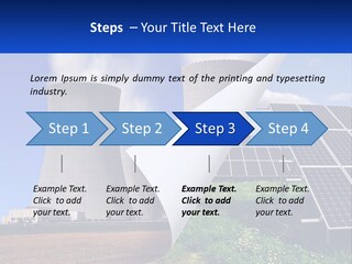 A Power Plant With Solar Panels In The Foreground PowerPoint Template