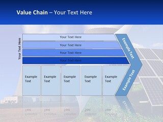 A Power Plant With Solar Panels In The Foreground PowerPoint Template