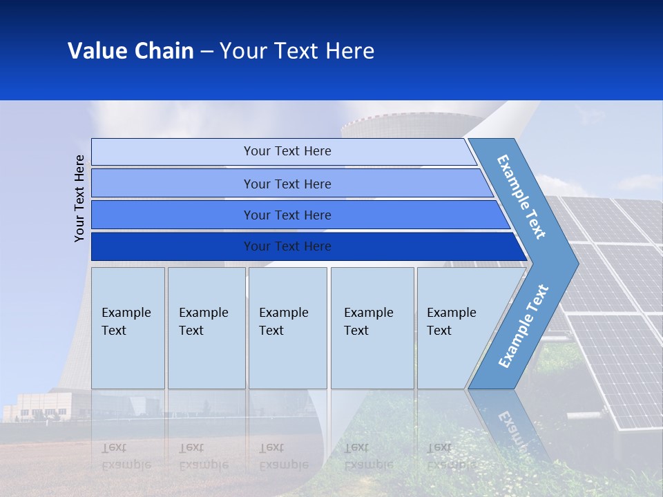 A Power Plant With Solar Panels In The Foreground PowerPoint Template