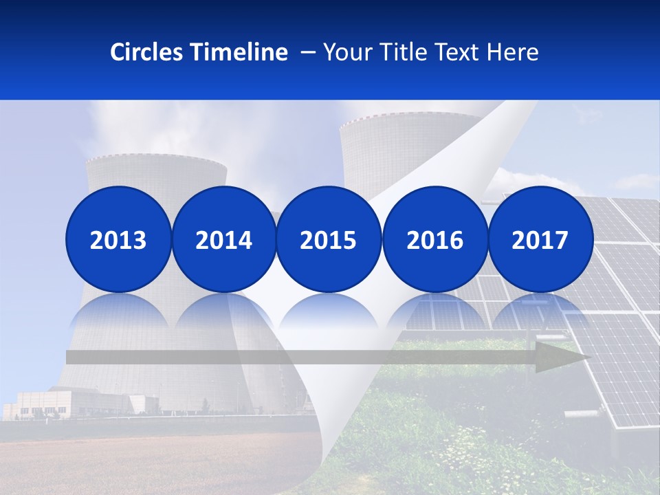 A Power Plant With Solar Panels In The Foreground PowerPoint Template