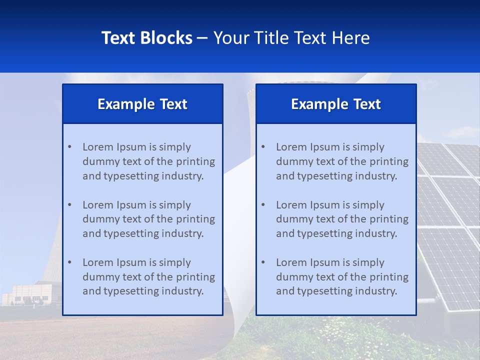 A Power Plant With Solar Panels In The Foreground PowerPoint Template