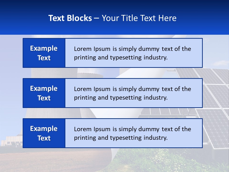 A Power Plant With Solar Panels In The Foreground PowerPoint Template