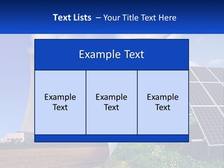 A Power Plant With Solar Panels In The Foreground PowerPoint Template