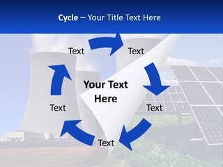 A Power Plant With Solar Panels In The Foreground PowerPoint Template