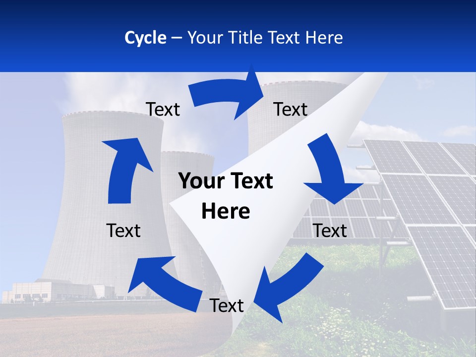 A Power Plant With Solar Panels In The Foreground PowerPoint Template