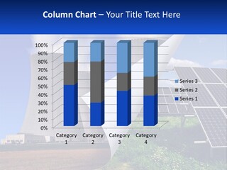 A Power Plant With Solar Panels In The Foreground PowerPoint Template