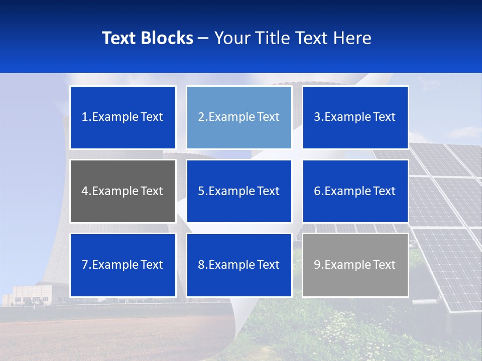 A Power Plant With Solar Panels In The Foreground PowerPoint Template