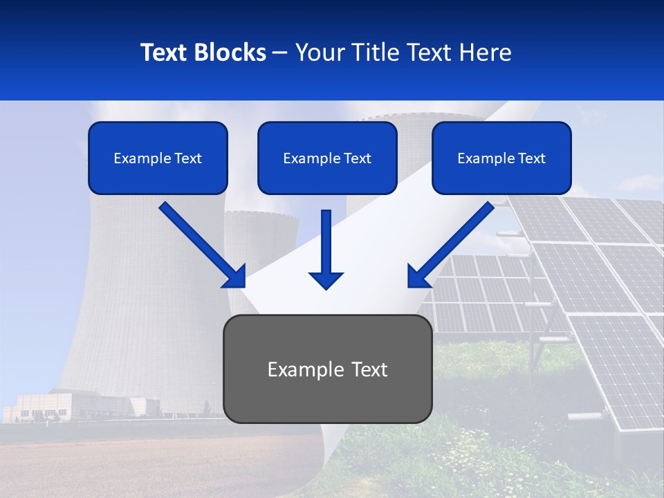 A Power Plant With Solar Panels In The Foreground PowerPoint Template