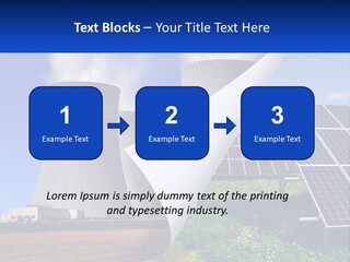 A Power Plant With Solar Panels In The Foreground PowerPoint Template