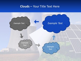 A Power Plant With Solar Panels In The Foreground PowerPoint Template