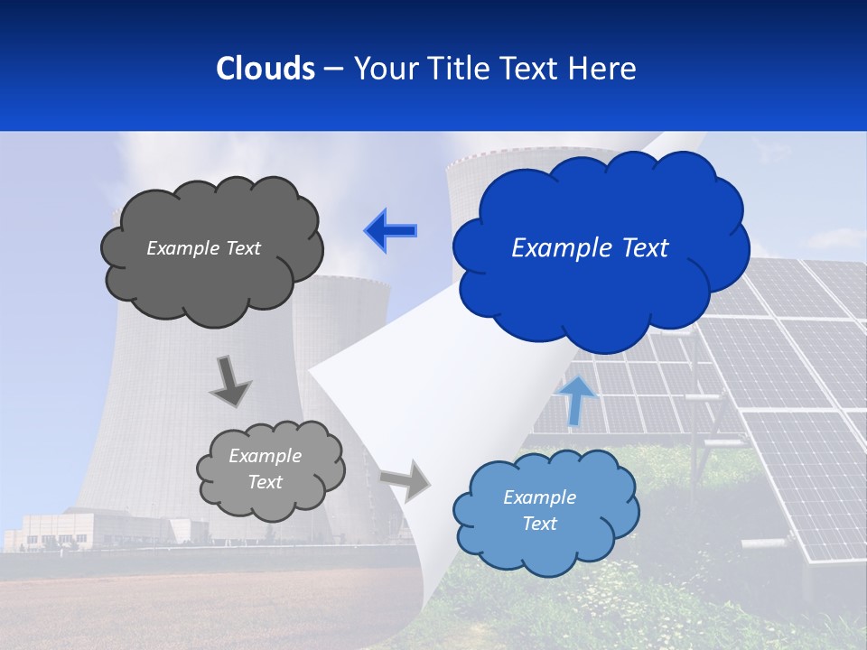 A Power Plant With Solar Panels In The Foreground PowerPoint Template