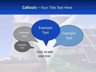 A Power Plant With Solar Panels In The Foreground PowerPoint Template