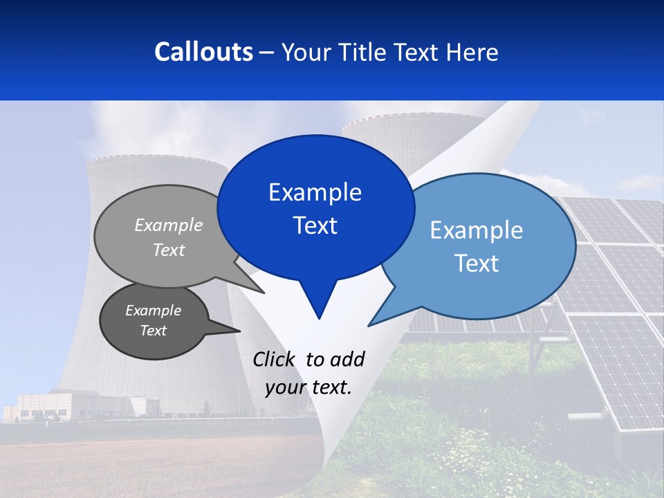 A Power Plant With Solar Panels In The Foreground PowerPoint Template