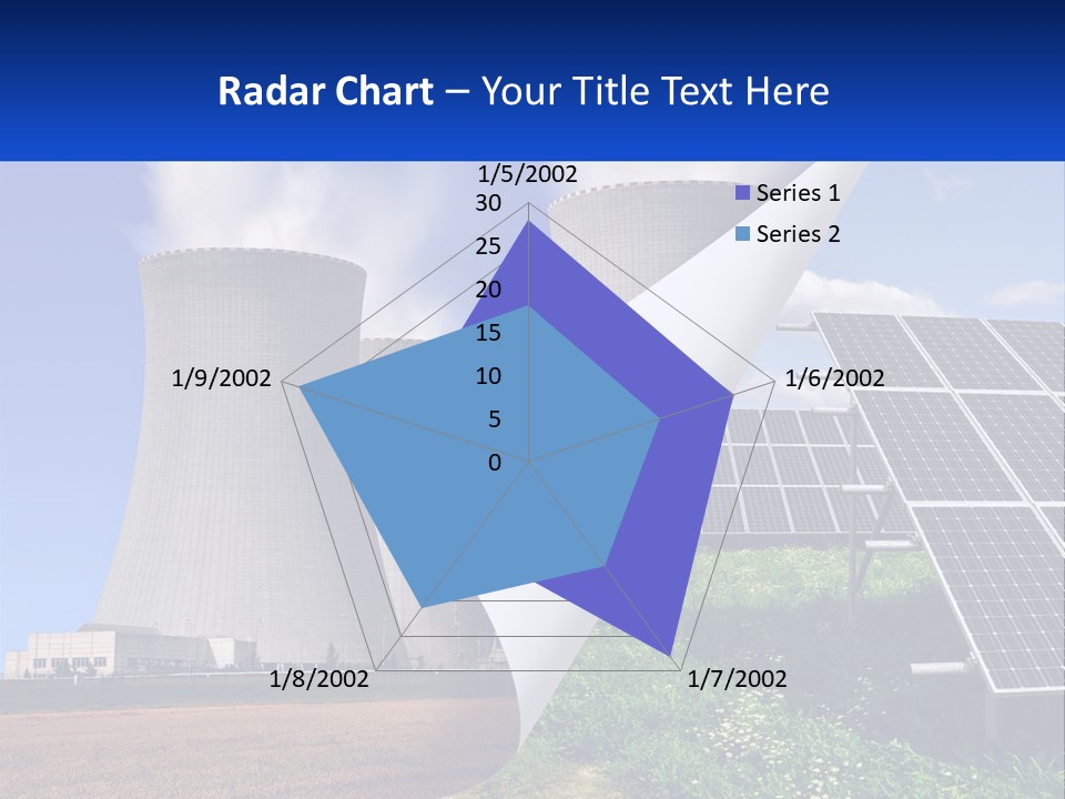 A Power Plant With Solar Panels In The Foreground PowerPoint Template