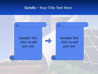 A Power Plant With Solar Panels In The Foreground PowerPoint Template