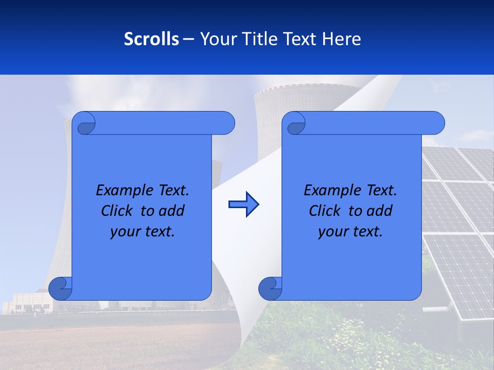 A Power Plant With Solar Panels In The Foreground PowerPoint Template