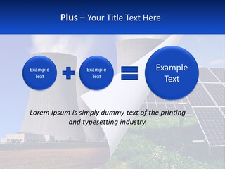 A Power Plant With Solar Panels In The Foreground PowerPoint Template