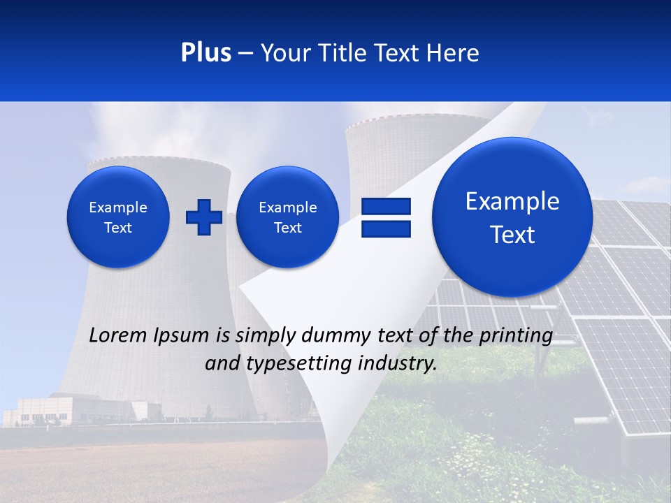 A Power Plant With Solar Panels In The Foreground PowerPoint Template