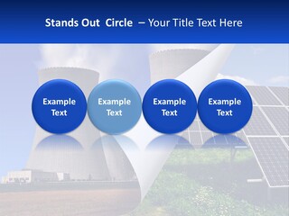 A Power Plant With Solar Panels In The Foreground PowerPoint Template