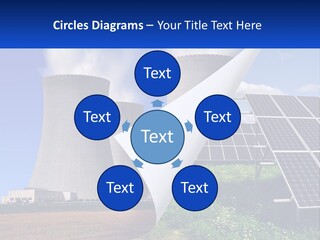 A Power Plant With Solar Panels In The Foreground PowerPoint Template