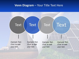 A Power Plant With Solar Panels In The Foreground PowerPoint Template