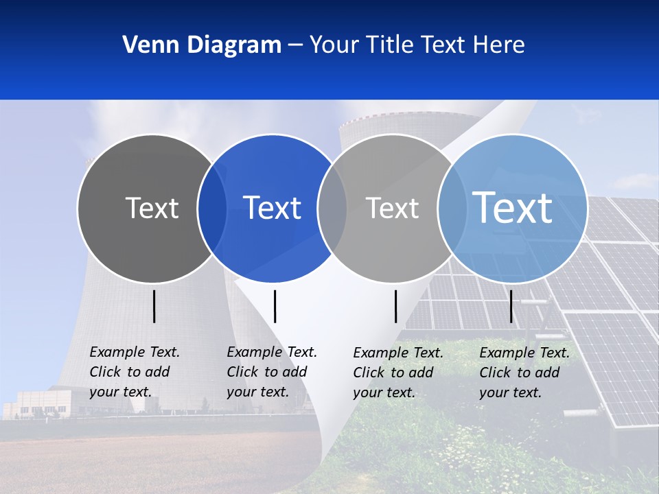 A Power Plant With Solar Panels In The Foreground PowerPoint Template