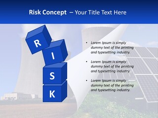 A Power Plant With Solar Panels In The Foreground PowerPoint Template