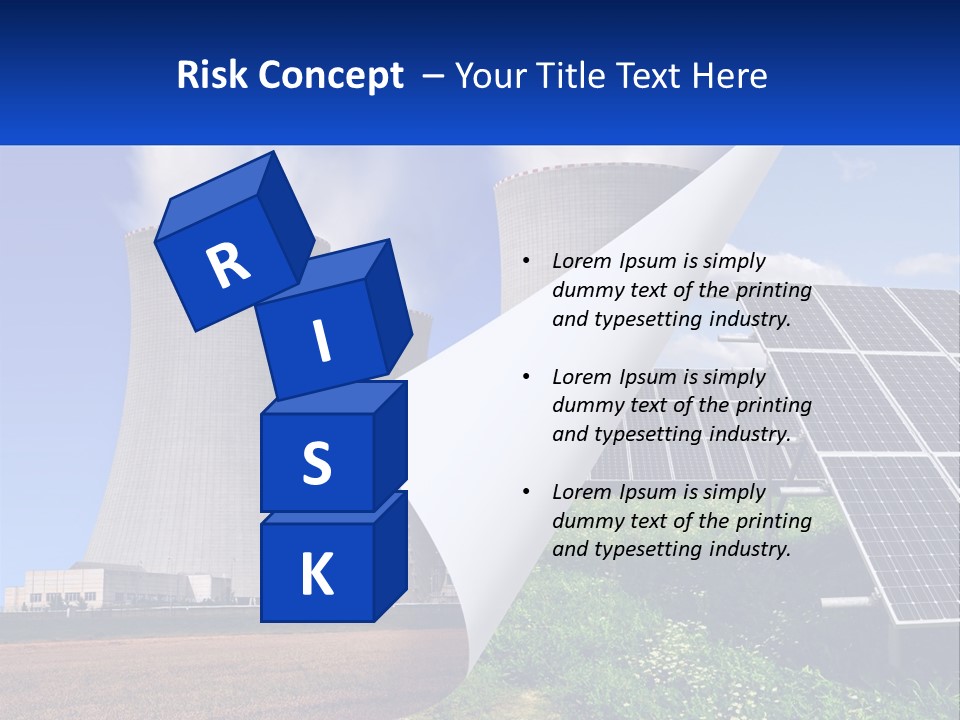 A Power Plant With Solar Panels In The Foreground PowerPoint Template