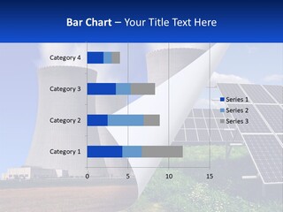 A Power Plant With Solar Panels In The Foreground PowerPoint Template