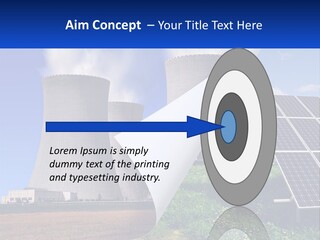 A Power Plant With Solar Panels In The Foreground PowerPoint Template