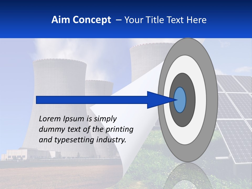 A Power Plant With Solar Panels In The Foreground PowerPoint Template