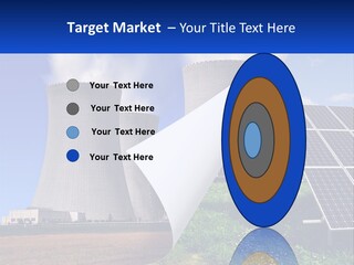 A Power Plant With Solar Panels In The Foreground PowerPoint Template