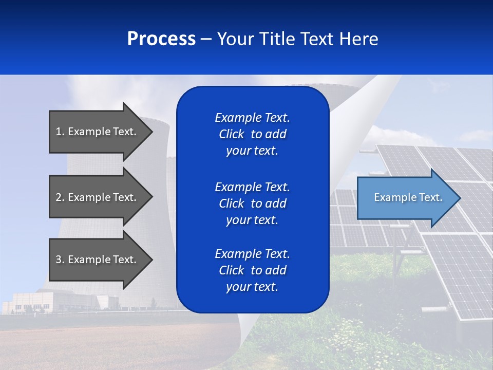 A Power Plant With Solar Panels In The Foreground PowerPoint Template