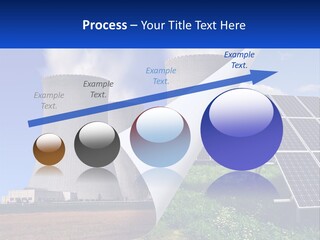 A Power Plant With Solar Panels In The Foreground PowerPoint Template