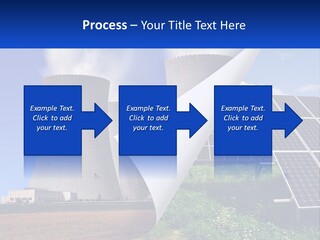 A Power Plant With Solar Panels In The Foreground PowerPoint Template