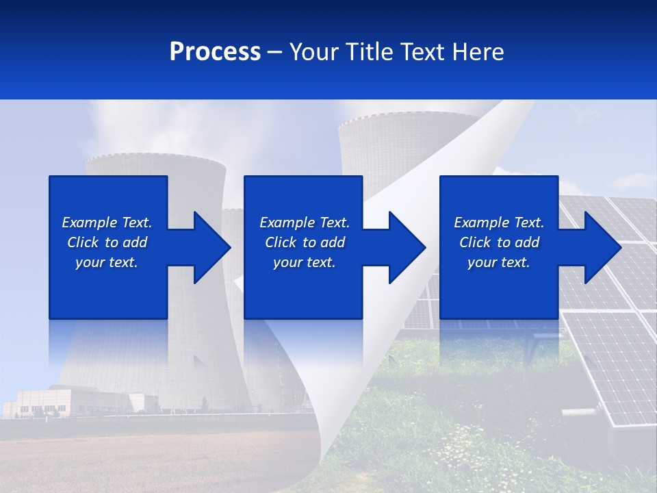 A Power Plant With Solar Panels In The Foreground PowerPoint Template