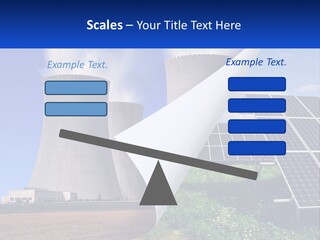 A Power Plant With Solar Panels In The Foreground PowerPoint Template