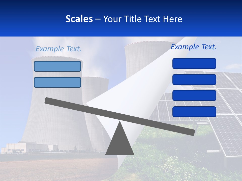 A Power Plant With Solar Panels In The Foreground PowerPoint Template
